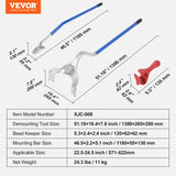 VEVOR Tire Mount Demount Tool, 571-622 mm Manual Steel Tire Changer Mount Demount Removal Tool, with Extra Bead Keeper, Tubeless Truck Bead Breaker, 3 PCS Tire Changing Tools, Orange - Close-Up Angle
