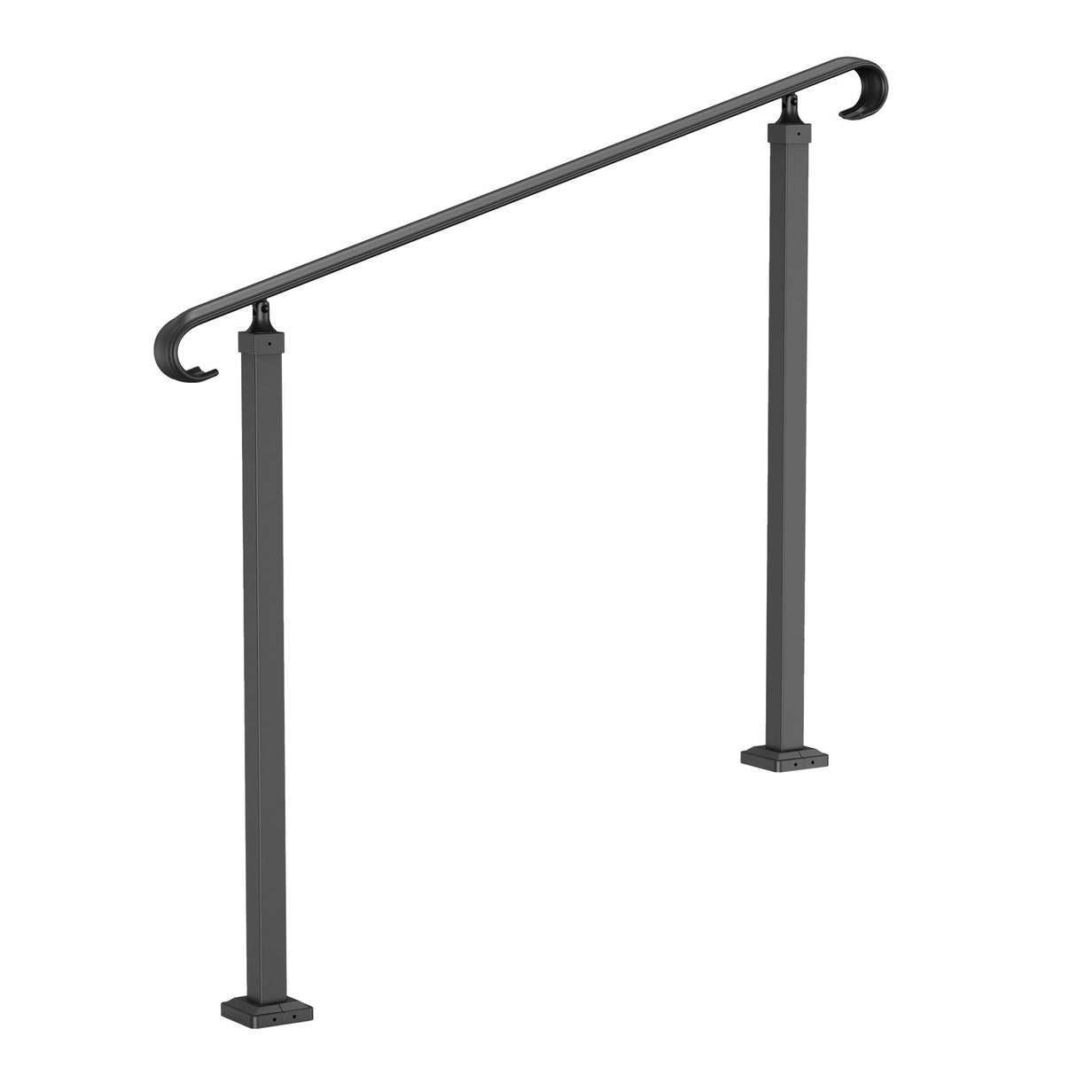 VEVOR Handrails for Outdoor Steps, Fit 1-3 Steps Wrought Iron Handrail, Outdoor Stair Railing, Adjustable Front Porch Hand Rail, Black Transitional Hand railings for Concrete Steps or Wooden Stairs