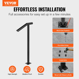 VEVOR Single Post 1-2, Black Steel Railing 441LBS Capacity Baking Varnish Iron Stairs Stylish Handrails for Outdoor Steps with Expansion Bolts & Drill Bit - Front View