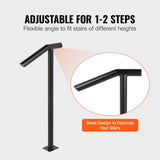 VEVOR Single Post 1-2, Black Steel Railing 441LBS Capacity Baking Varnish Iron Stairs Stylish Handrails for Outdoor Steps with Expansion Bolts & Drill Bit - Top-Down View