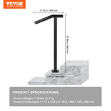 VEVOR Single Post 1-2, Black Steel Railing 441LBS Capacity Baking Varnish Iron Stairs Stylish Handrails for Outdoor Steps with Expansion Bolts & Drill Bit - Close-Up Angle