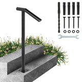 VEVOR Single Post 1-2, Black Steel Railing 441LBS Capacity Baking Varnish Iron Stairs Stylish Handrails for Outdoor Steps with Expansion Bolts & Drill Bit - Extra Image
