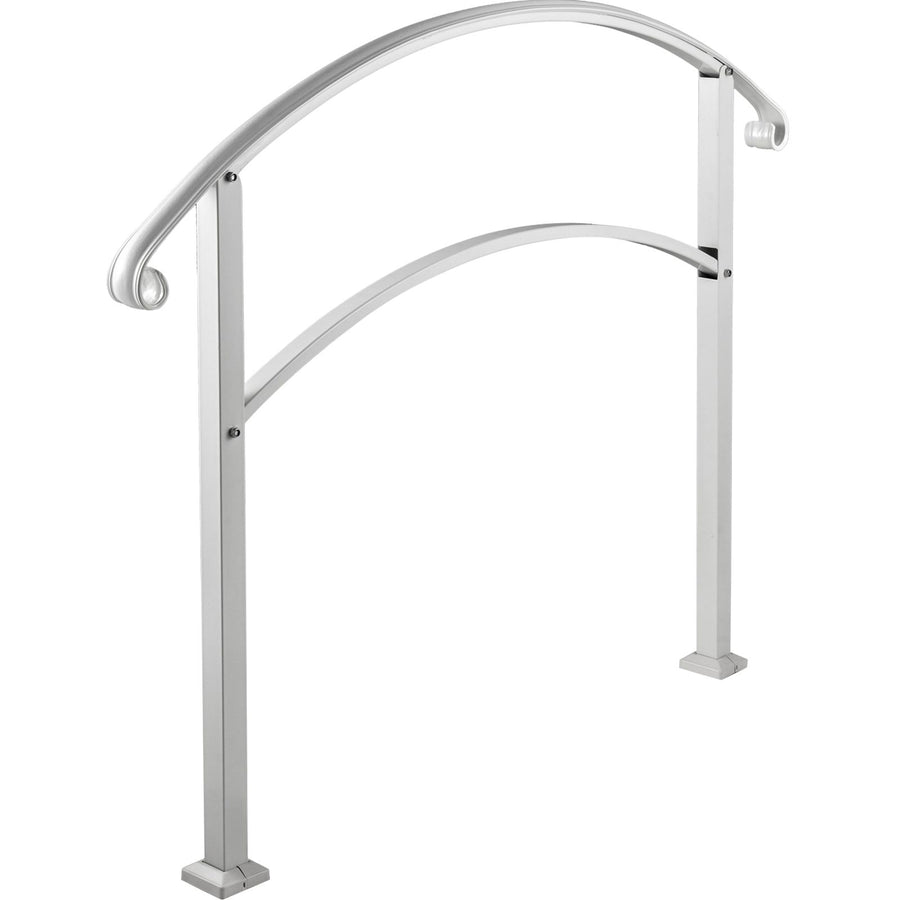 3-Step Handrails for Outdoor Steps Fits 1 or 3 Steps Matte White Stair Rail Wrought Iron Handrail with Installation Kit Hand Rails for Outdoor Step