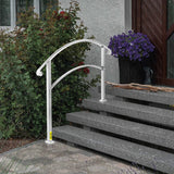 VEVOR 3-Step Handrails for Outdoor Steps Fits 1 or 3 Steps Matte White Stair Rail Wrought Iron Handrail with Installation Kit Hand Rails for Outdoor Step - Rear View