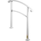VEVOR 3-Step Handrails for Outdoor Steps Fits 1 or 3 Steps Matte White Stair Rail Wrought Iron Handrail with Installation Kit Hand Rails for Outdoor Step - Close-Up Angle