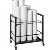 Blueprint Storage Rack, 12 Slots Blueprint Holder with Wheels, Mobile Metal Blueprint Storage Cart for Map Poster Architectural Construction Plan, Roll File Organizer for Home, Office, School - Extra Image