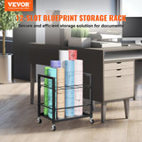 Blueprint Storage Rack, 12 Slots Blueprint Holder with Wheels, Mobile Metal Blueprint Storage Cart for Map Poster Architectural Construction Plan, Roll File Organizer for Home, Office, School - Front View
