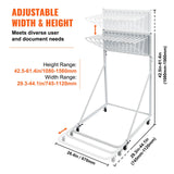 Mobile Blueprint Storage Rack, Plan Holder with 12 Pivot Brackets, Mobile Blueprint Holder Adjustable Height & Length, Poster Display Rack for Office and Home (Rack Only Without Clamps) - Side View