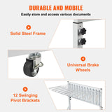 Mobile Blueprint Storage Rack, Plan Holder with 12 Pivot Brackets, Mobile Blueprint Holder Adjustable Height & Length, Poster Display Rack for Office and Home (Rack Only Without Clamps) - Top-Down View