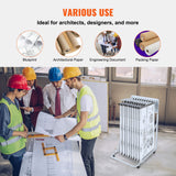Mobile Blueprint Storage Rack, Plan Holder with 12 Pivot Brackets, Mobile Blueprint Holder Adjustable Height & Length, Poster Display Rack for Office and Home (Rack Only Without Clamps) - 45-Degree Angle