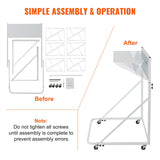 Mobile Blueprint Storage Rack, Plan Holder with 12 Pivot Brackets, Mobile Blueprint Holder Adjustable Height & Length, Poster Display Rack for Office and Home (Rack Only Without Clamps) - Rear View