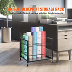 Blueprint Storage Rack, 20 Slots Blueprint Holder with Wheels, Mobile Metal Blueprint Storage Cart for Map Poster Architectural Construction Plan, Roll File Organizer for Home, Office, School