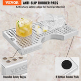 VEVOR Kegerator Beer Drip Tray 304 Stainless Steel Keg Trays with Non-Slip Pads - Front View