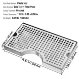VEVOR Kegerator Beer Drip Tray 304 Stainless Steel Keg Trays with Non-Slip Pads - Close-Up Angle