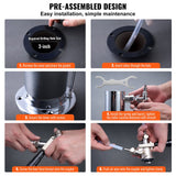 VEVOR Kegerator Tower Kit, Dual Taps Beer Conversion Kit, Stainless Steel Keg Beer Tower Dispenser with Dual Gauge W21.8 Regulator & A-System Keg Coupler, Beer Drip Tray for Party Home - Rear View