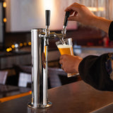 VEVOR Kegerator Tower Kit, Dual Taps Beer Conversion Kit, Stainless Steel Keg Beer Tower Dispenser with Dual Gauge W21.8 Regulator & A-System Keg Coupler, Beer Drip Tray for Party Home - Low Angle
