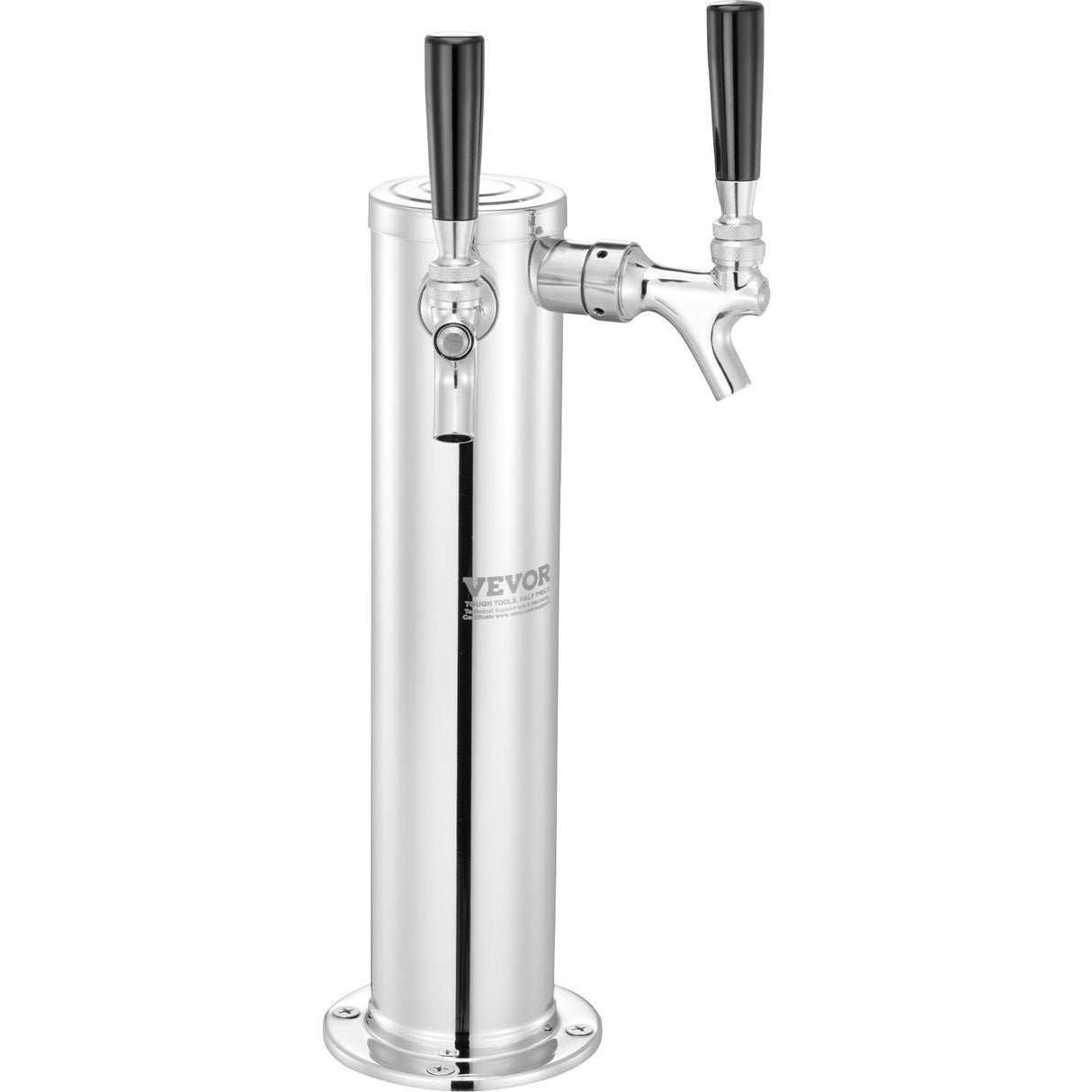 VEVOR Kegerator Tower Kit, Dual Taps Beer Conversion Kit, Stainless Steel Keg Beer Tower Dispenser with Dual Gauge W21.8 Regulator & A-System Keg