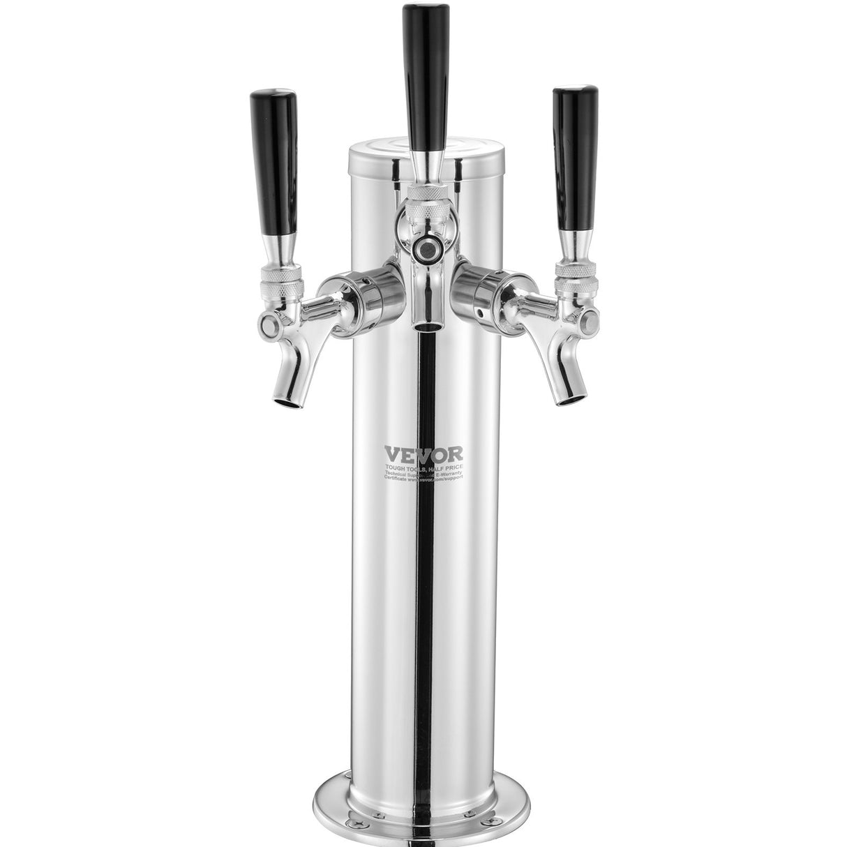 VEVOR Triple Taps Draft Beer Tower Dispenser, Stainless Steel Keg Beer Tower, Kegerator Tower Kit wi