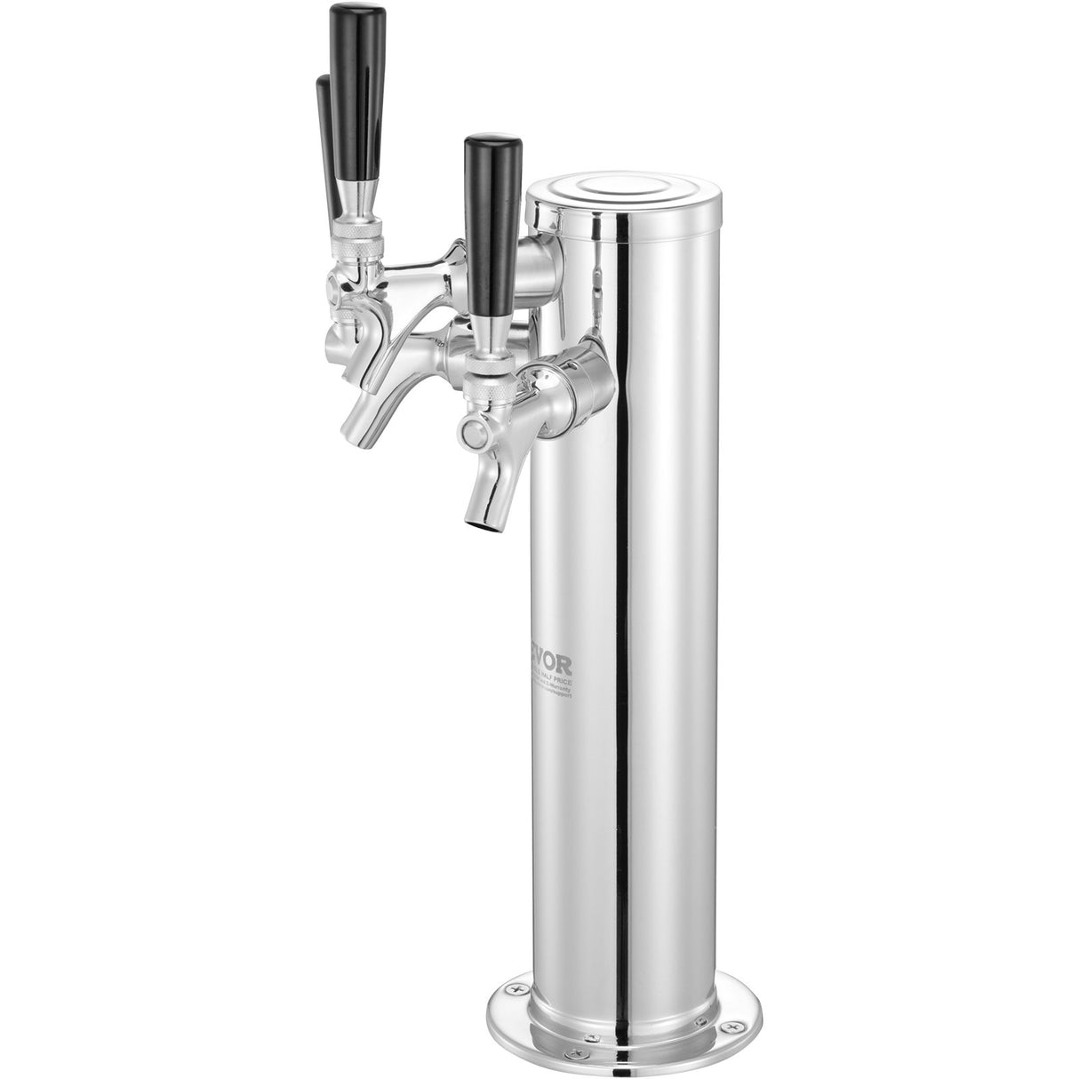 VEVOR Triple Taps Draft Beer Tower Dispenser, Stainless Steel Keg Beer Tower, Kegerator Tower Kit wi
