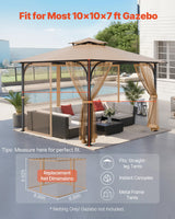 VEVOR Gazebo Netting Replacement, Fit Most 10 x 10 x 7 FT Gazebo Curtain, Outdoor Garden Net, 4-Panel Sidewall Mesh Net, Patio Midge Netting with Double Zipper, Canopy Screen (Netting Only) - Front View