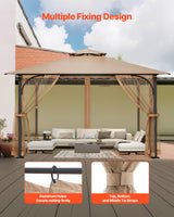 Gazebo Netting Replacement, Fit Most 10 x 10 x 7 FT Gazebo Curtain, Outdoor Garden Net, 4-Panel Sidewall Mesh Net, Patio Midge Netting with Double Zipper, Canopy Screen (Netting Only)