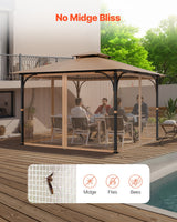 VEVOR Gazebo Netting Replacement, Fit Most 10 x 10 x 7 FT Gazebo Curtain, Outdoor Garden Net, 4-Panel Sidewall Mesh Net, Patio Midge Netting with Double Zipper, Canopy Screen (Netting Only) - 45-Degree Angle