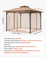 Gazebo Netting Replacement, Fit Most 10 x 10 x 7 FT Gazebo Curtain, Outdoor Garden Net, 4-Panel Sidewall Mesh Net, Patio Midge Netting with Double Zipper, Canopy Screen (Netting Only)