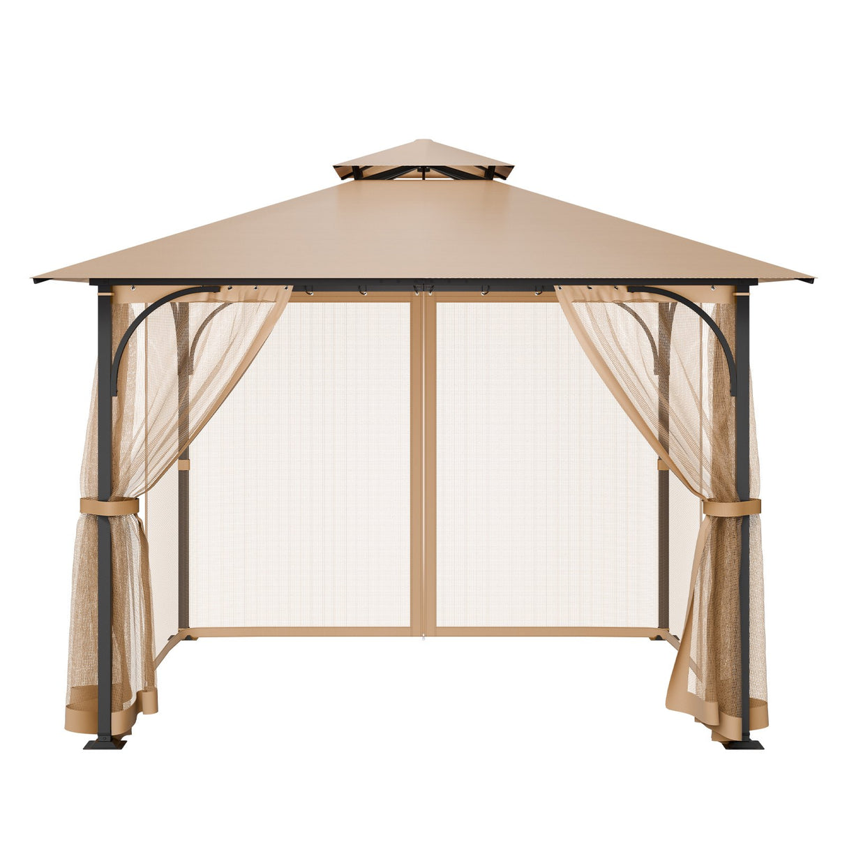 Gazebo Netting Replacement, Fit Most 10 x 10 x 7 FT Gazebo Curtain, Outdoor Garden Net, 4-Panel Sidewall Mesh Net, Patio Midge Netting with Double Zipper, Canopy Screen (Netting Only)