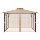 Gazebo Netting Replacement, Fit Most 10 x 12 x 7.3 FT Gazebo, Outdoor Garden Gazebo Net, 4-Panel Sidewall Mesh Gazebo Curtain, Patio Midge Netting with Double Zipper, Canopy Screen (Netting Only)