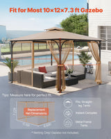 VEVOR Gazebo Netting Replacement, Fit Most 10 x 12 x 7.3 FT Gazebo, Outdoor Garden Gazebo Net, 4-Panel Sidewall Mesh Gazebo Curtain, Patio Midge Netting with Double Zipper, Canopy Screen (Netting Only) - Front View