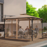 Gazebo Netting Replacement, Fit Most 10 x 12 x 7.3 FT Gazebo, Outdoor Garden Gazebo Net, 4-Panel Sidewall Mesh Gazebo Curtain, Patio Midge Netting with Double Zipper, Canopy Screen (Netting Only)