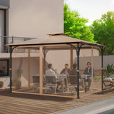 VEVOR Gazebo Netting Replacement, Fit Most 10 x 12 x 7.3 FT Gazebo, Outdoor Garden Gazebo Net, 4-Panel Sidewall Mesh Gazebo Curtain, Patio Midge Netting with Double Zipper, Canopy Screen (Netting Only) - Low Angle