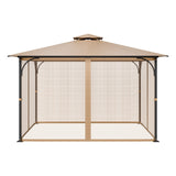 Gazebo Netting Replacement, Fit Most 10 x 12 x 7.3 FT Gazebo, Outdoor Garden Gazebo Net, 4-Panel Sidewall Mesh Gazebo Curtain, Patio Midge Netting with Double Zipper, Canopy Screen (Netting Only)