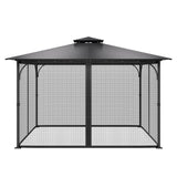 Gazebo Netting Replacement, Fit Most 12 x 12 x 7.5 FT Gazebo Curtain, Outdoor Garden Net, 4-Panel Sidewall Mesh Net, Patio Midge Netting with Double Zipper, Canopy Screen (Netting Only)
