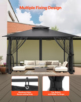 VEVOR Gazebo Netting Replacement, Fit Most 12 x 12 x 7.5 FT Gazebo Curtain, Outdoor Garden Net, 4-Panel Sidewall Mesh Net, Patio Midge Netting with Double Zipper, Canopy Screen (Netting Only) - Side View