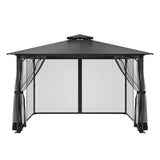 Gazebo Netting Replacement, Fit Most 12 x 12 x 7.5 FT Gazebo Curtain, Outdoor Garden Net, 4-Panel Sidewall Mesh Net, Patio Midge Netting with Double Zipper, Canopy Screen (Netting Only)