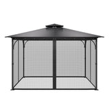 Gazebo Netting Replacement, Fit Most 12 x 12 x 7.5 FT Gazebo Curtain, Outdoor Garden Net, 4-Panel Sidewall Mesh Net, Patio Midge Netting with Double Zipper, Canopy Screen (Netting Only)