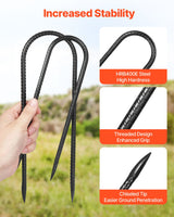VEVOR 254 mm 12 Pack Rebar Stakes Heavy Duty U Shape Galvanized Ground Anchors - Side View