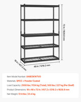 VEVOR Storage Shelves 5 Tier Adjustable Heavy Duty Garage Shelving Unit 1134 kg - Close-Up Angle