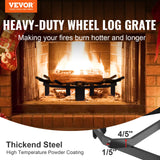 VEVOR Log Grate, 27 inch Heavy Duty Wheel Fire Grate with 6 Support Legs, Solid Powder-coated Steel Bars, Log Firewood Burning Rack Holder for Wood