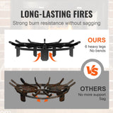 VEVOR Log Grate, 27 inch Heavy Duty Wheel Fire Grate with 6 Support Legs, Solid Powder-coated Steel Bars, Log Firewood Burning Rack Holder for Wood