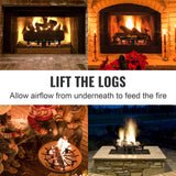 VEVOR Log Grate, 27 inch Heavy Duty Wheel Fire Grate with 6 Support Legs, Solid Powder-coated Steel Bars, Log Firewood Burning Rack Holder for Wood