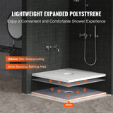 VEVOR Shower Curb Kit, 914x914mm Shower Pan Kit with 160mm Central Drain, Lightweight EPS Shower Installation Kits with 2 Waterproof Cloths, Shower