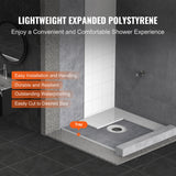 VEVOR Shower Curb Kit, 914x914mm Shower Pan Kit with 160mm Central Drain, Lightweight EPS Shower Installation Kits with 2 Waterproof Cloths, Shower