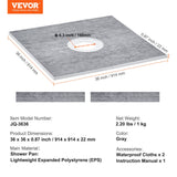 VEVOR Shower Curb Kit, 914x914mm Shower Pan Kit with 160mm Central Drain, Lightweight EPS Shower Installation Kits with 2 Waterproof Cloths, Shower