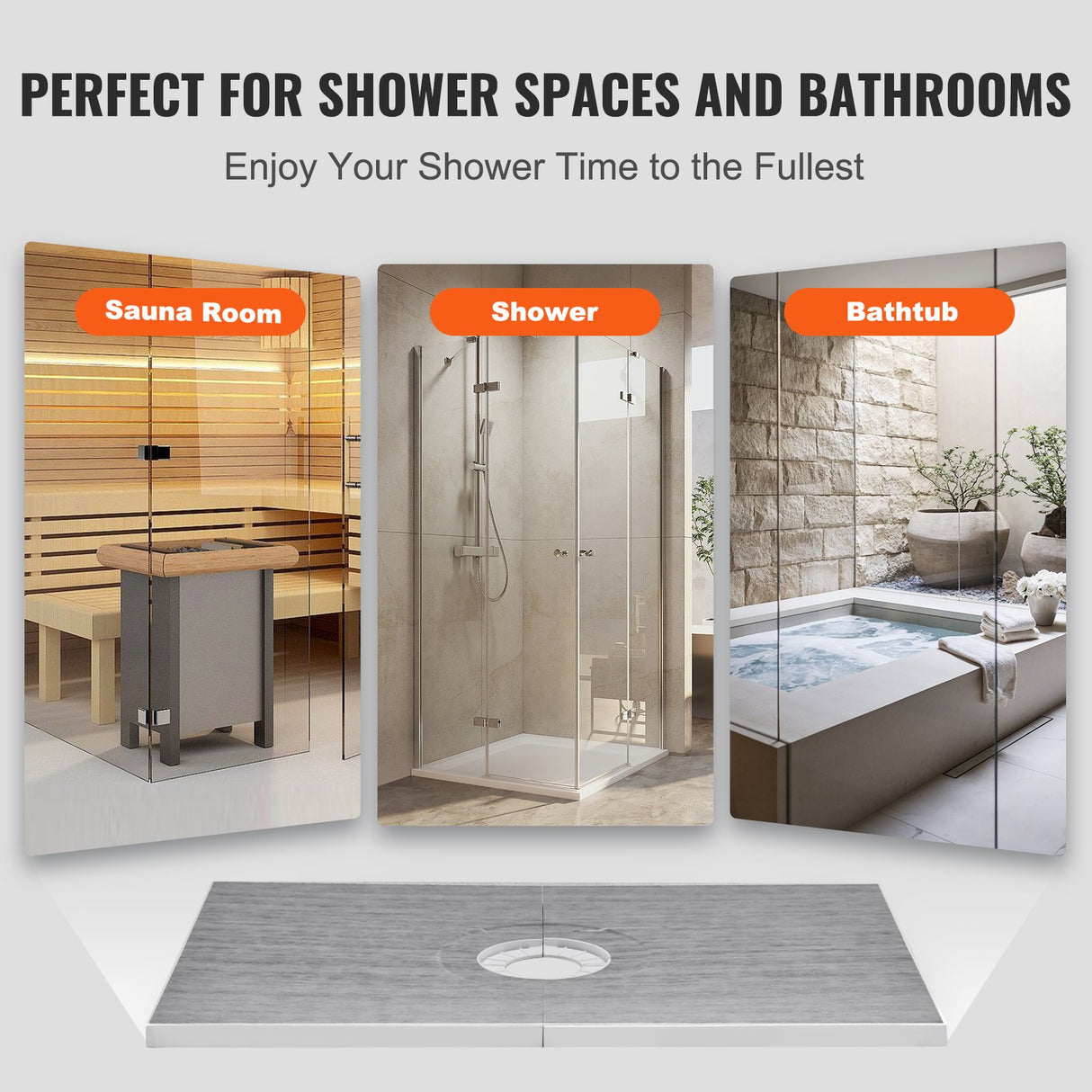 VEVOR Shower Curb Kit, 1219x1828mm Shower Pan Kit with 160mm Central Drain, Lightweight EPS Shower Installation Kits with 2 Waterproof Cloths, Shower