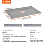 VEVOR Shower Curb Kit, 1219x1828mm Shower Pan Kit with 160mm Central Drain, Lightweight EPS Shower Installation Kits with 2 Waterproof Cloths, Shower