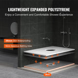 Shower Curb Kit, 1524x965mm Shower Pan Kit with 160mm Central Drain, Lightweight EPS Shower Installation Kits with 2 Waterproof Cloths, Shower Pan Slope Sticks Fit for Bathroom
