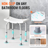 VEVOR Shower Chair, Adjustable Height Shower Stool with Built-in Handles, Shower Seat for Inside Shower or Tub, Non-Slip Bench Bathtub Stool Seat for Elderly Disabled Handicap, 158.8 kg Capacity - Side View