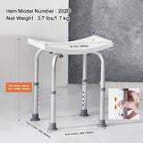 VEVOR Shower Chair, Adjustable Height Shower Stool with Built-in Handles, Shower Seat for Inside Shower or Tub, Non-Slip Bench Bathtub Stool Seat for Elderly Disabled Handicap, 158.8 kg Capacity - Rear View